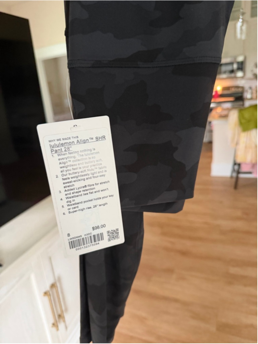 Lululemon Align SHR Pants 28" Black Camo Leggings Size 8 - Picture 7 of 7